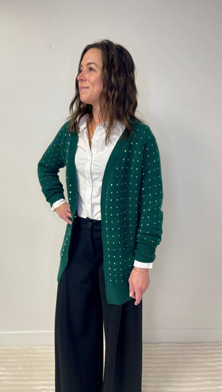Dalilah Dot Cardigan - Forest Green - Shop Hidden Treasure Boutique