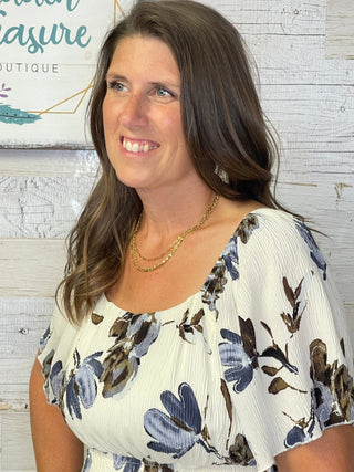 Darci Taupe Floral Dress - Shop Hidden Treasure Boutique