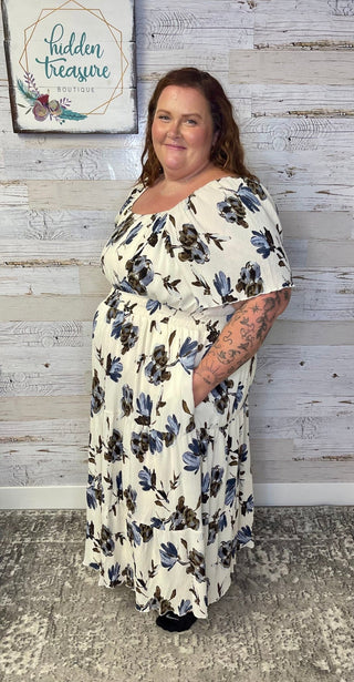 Darci Taupe Floral Dress - Shop Hidden Treasure Boutique