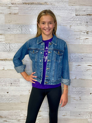 Dark Wash Girls Denim Jacket - Shop Hidden Treasure Boutique