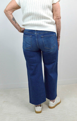 Dark Wash Tummy Control Wide Leg Crop - Shop Hidden Treasure Boutique