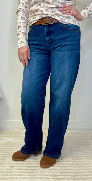 Dark Wash Wide Leg Jeans - Shop Hidden Treasure Boutique