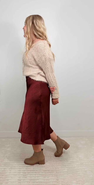 Dark Wine Slip Skirt - Shop Hidden Treasure Boutique