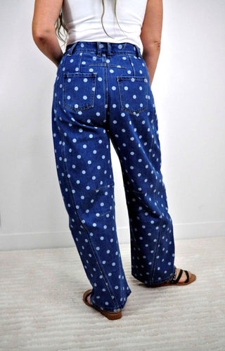 Darling Dot Barrel Jeans - Shop Hidden Treasure Boutique