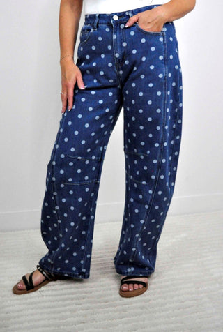 Darling Dot Barrel Jeans - Shop Hidden Treasure Boutique