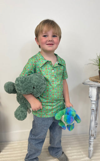 Dino Green Boys Polo - Shop Hidden Treasure Boutique
