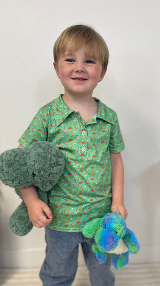 Dino Green Boys Polo - Shop Hidden Treasure Boutique