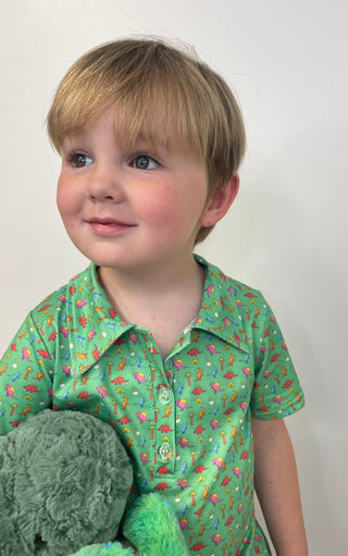 Dino Green Boys Polo - Shop Hidden Treasure Boutique