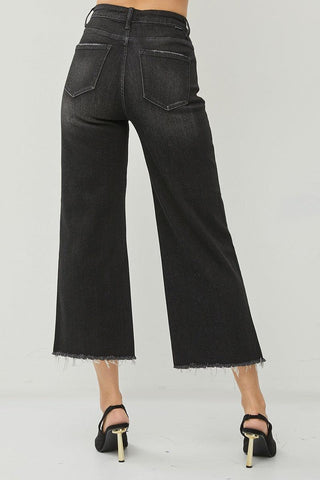 Distressed Black Wide Leg Jeans - Shop Hidden Treasure Boutique