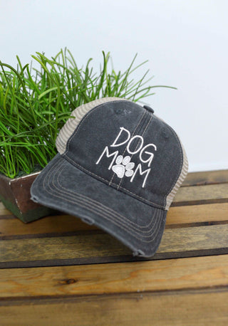 Dog Mom Embroidered Cap: Charcoal - Shop Hidden Treasure Boutique