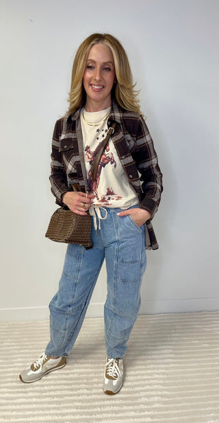 Drawstring Barrel Jeans - Shop Hidden Treasure Boutique