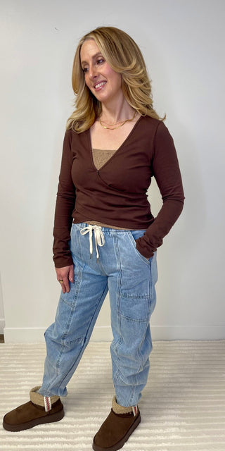 Drawstring Barrel Jeans - Shop Hidden Treasure Boutique