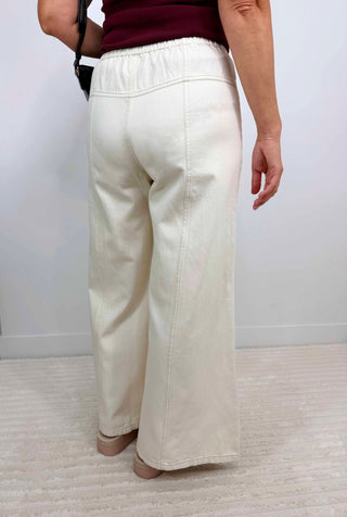 Ecru Wide Leg Pants - Shop Hidden Treasure Boutique