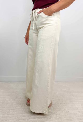 Ecru Wide Leg Pants - Shop Hidden Treasure Boutique