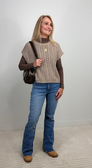 Effortless Cable Knit Sweater Tank - Shop Hidden Treasure Boutique