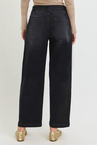 Elastic Band Slouchy Crop Baggy Patch Pocket Jeans - Shop Hidden Treasure Boutique