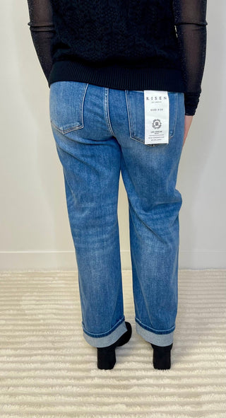 Elastic Waist Slouchy Boyfriend Jeans - Shop Hidden Treasure Boutique