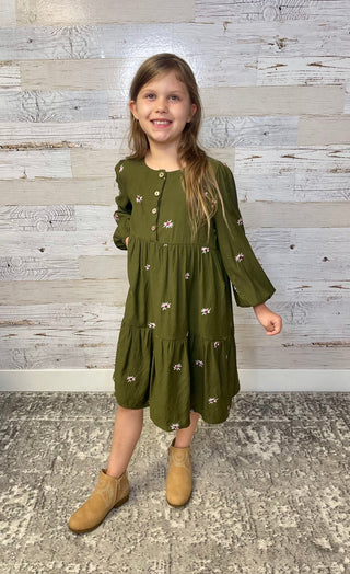 Embroidered Floral Girls Dress - Shop Hidden Treasure Boutique