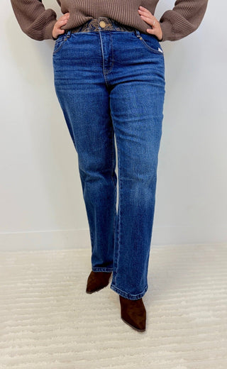 Embroidered Waist Straight Leg - Shop Hidden Treasure Boutique