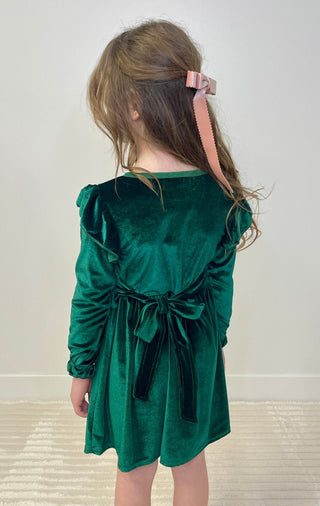 Emerald Velvet Girls Dress - Shop Hidden Treasure Boutique