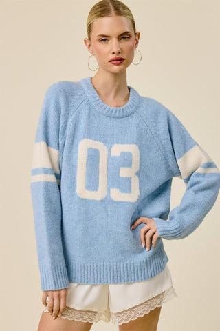 Varsity "03" Blue Sweater
