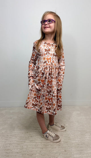 Fall Harvest Bows Twirl Dress - Shop Hidden Treasure Boutique