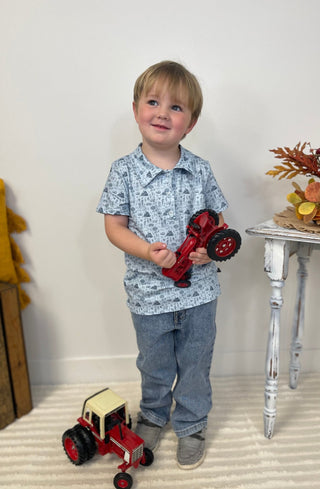 Farm Life Blue Boys Polo - Shop Hidden Treasure Boutique