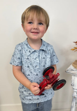 Farm Life Blue Boys Polo - Shop Hidden Treasure Boutique
