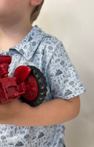 Farm Life Blue Boys Polo - Shop Hidden Treasure Boutique