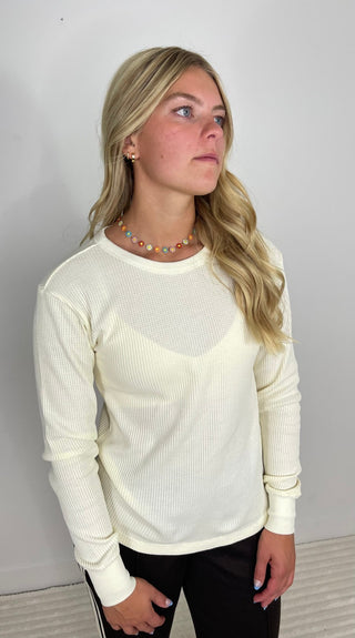 Fayston Washed Waffle Crew Top - Shop Hidden Treasure Boutique