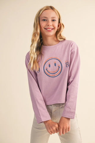 Lilac Boxy Girls Graphic Tee