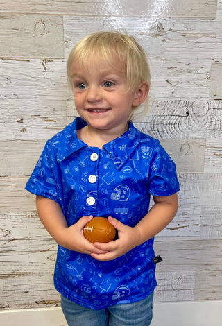 Field Goal Blue Polo - Shop Hidden Treasure Boutique
