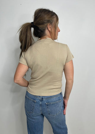 Fitted Baby Tee Basic - Beige - Shop Hidden Treasure Boutique