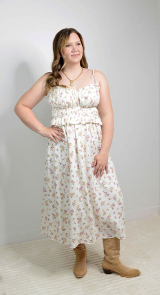Floral Bouquet Midi Dress - Shop Hidden Treasure Boutique