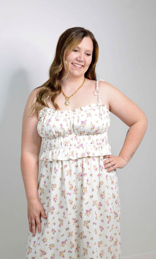 Floral Bouquet Midi Dress - Shop Hidden Treasure Boutique