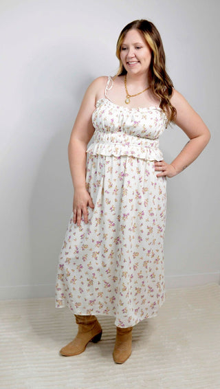 Floral Bouquet Midi Dress - Shop Hidden Treasure Boutique