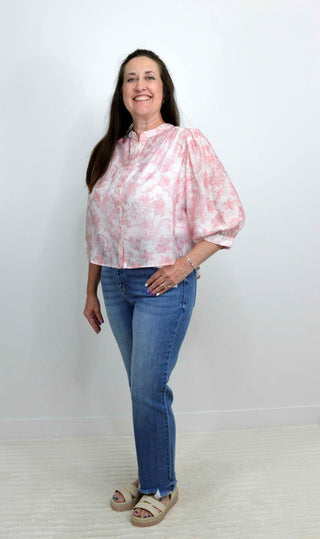Floral Button Down Blouse - Shop Hidden Treasure Boutique