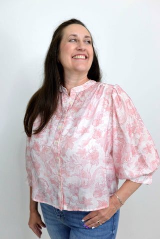 Floral Button Down Blouse - Shop Hidden Treasure Boutique