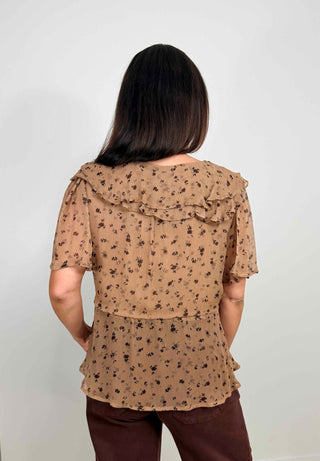Floral Print Short Sleeve Blouse - Shop Hidden Treasure Boutique