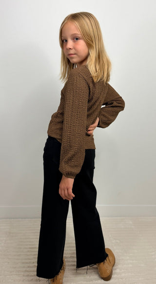 Flower Stitched Girls Top - Shop Hidden Treasure Boutique