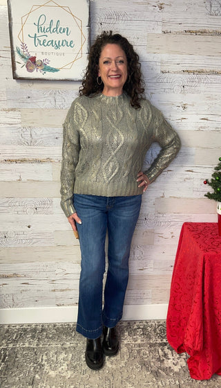 Foiled Cable Knit Sweater - Shop Hidden Treasure Boutique