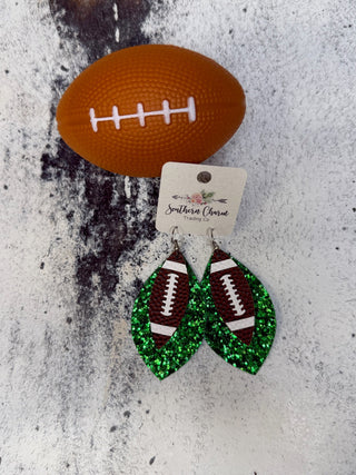 Football & Green Glitter Leafs - Shop Hidden Treasure Boutique