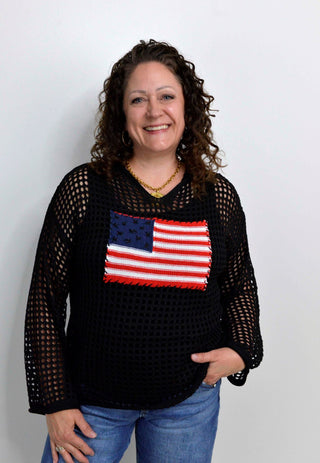Freedom Flag Pullover - Black - Shop Hidden Treasure Boutique