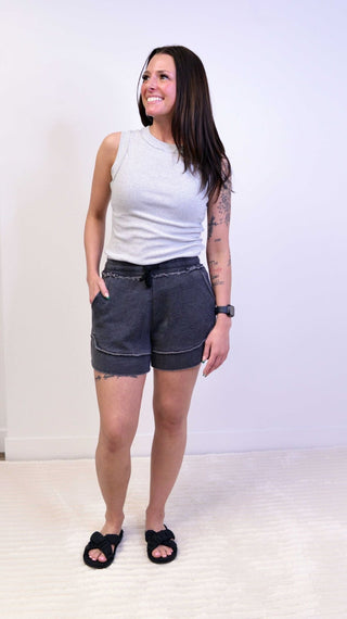 French Terry Black Shorts - Shop Hidden Treasure Boutique