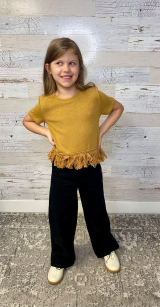 Fringed Hem Girls Knit Top - Shop Hidden Treasure Boutique