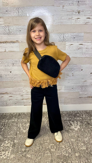 Fringed Hem Girls Knit Top - Shop Hidden Treasure Boutique