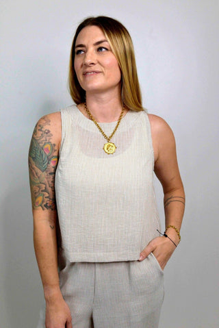 Garden Stripe Button Tank Top - Shop Hidden Treasure Boutique