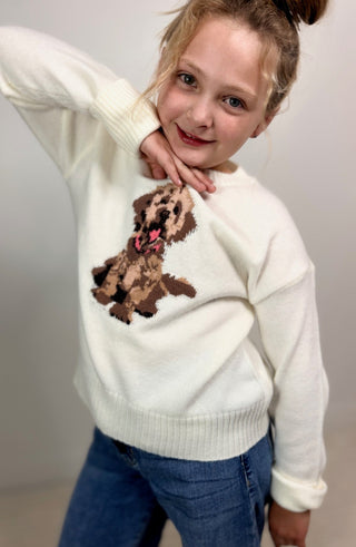 Girls Dog Graphic Sweater - Shop Hidden Treasure Boutique
