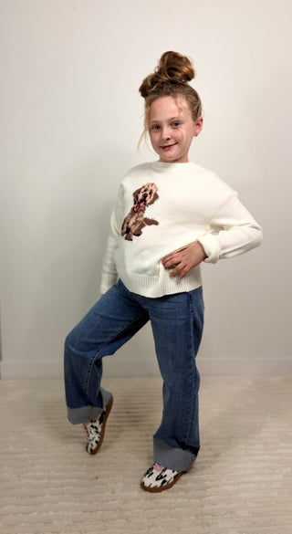 Girls Dog Graphic Sweater - Shop Hidden Treasure Boutique