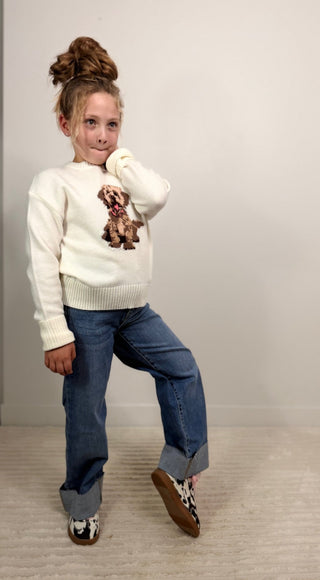 Girls Dog Graphic Sweater - Shop Hidden Treasure Boutique